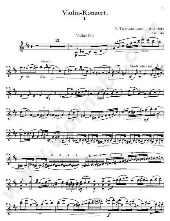 柴可夫斯基D大調(diào)小提琴協(xié)奏曲譜子