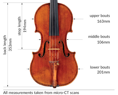 “Baron Knoop”白貢齊小提琴尺寸圖
