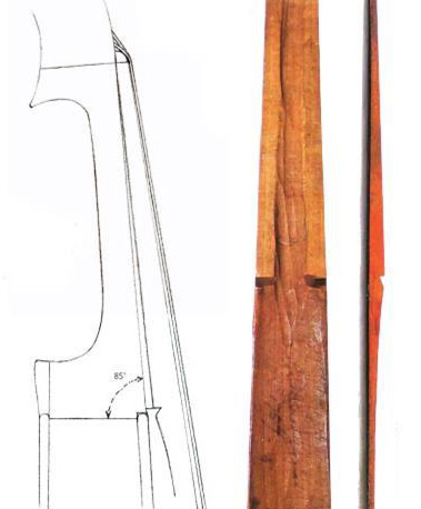 　圖5在“Medici”男高音中提琴的指板下放置了一個(gè)楔子 　　'Trechmann'Guadagnini小提琴的指板